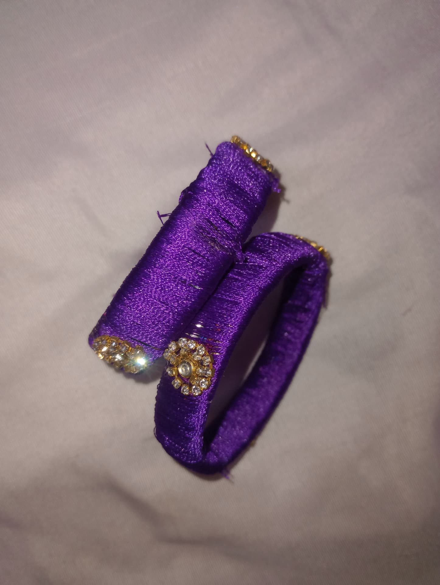 Royal Purple Bridal Duo — handmade silk thread bangles