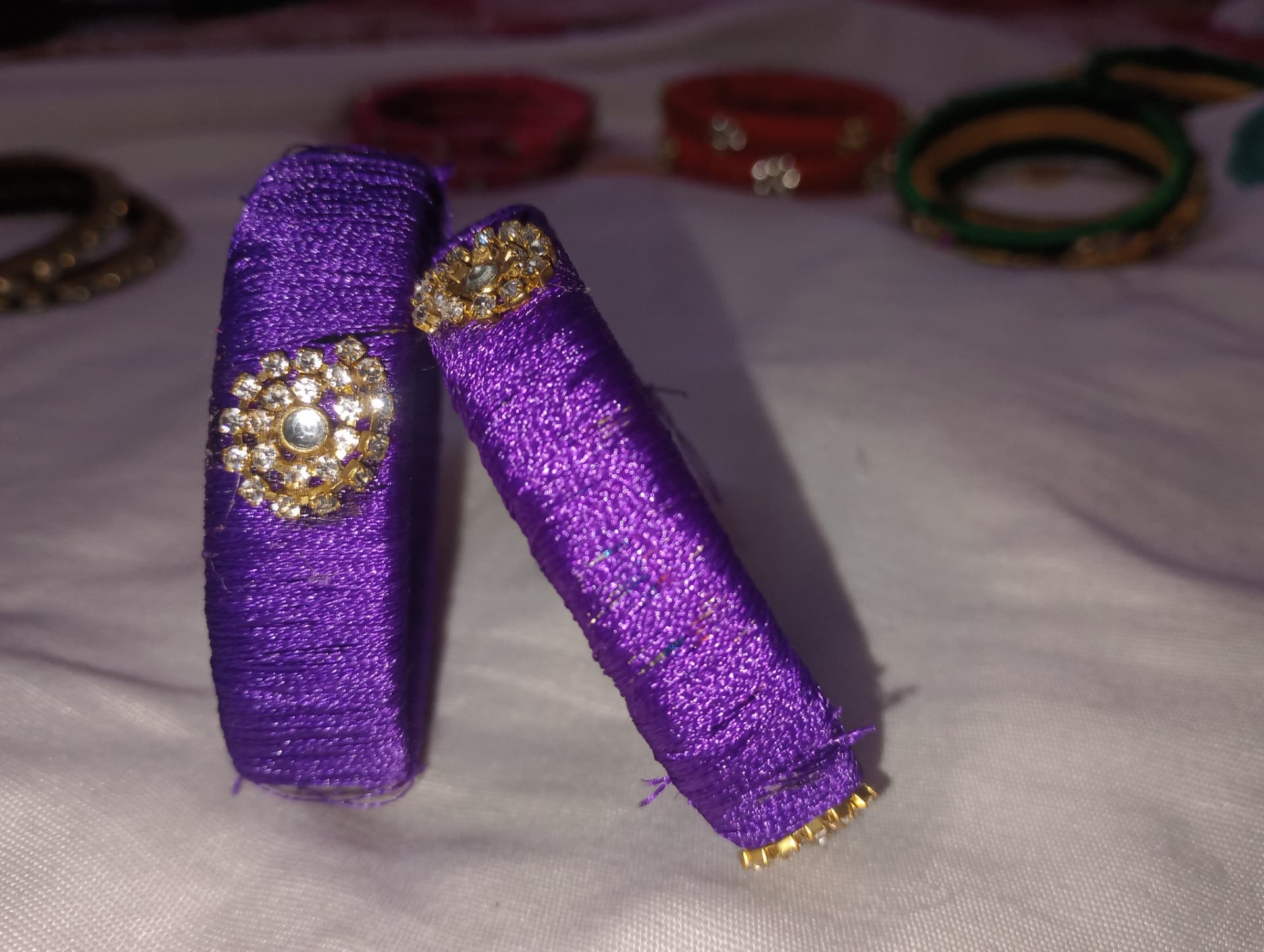 Royal Purple Broad Kada — handmade silk thread bangles
