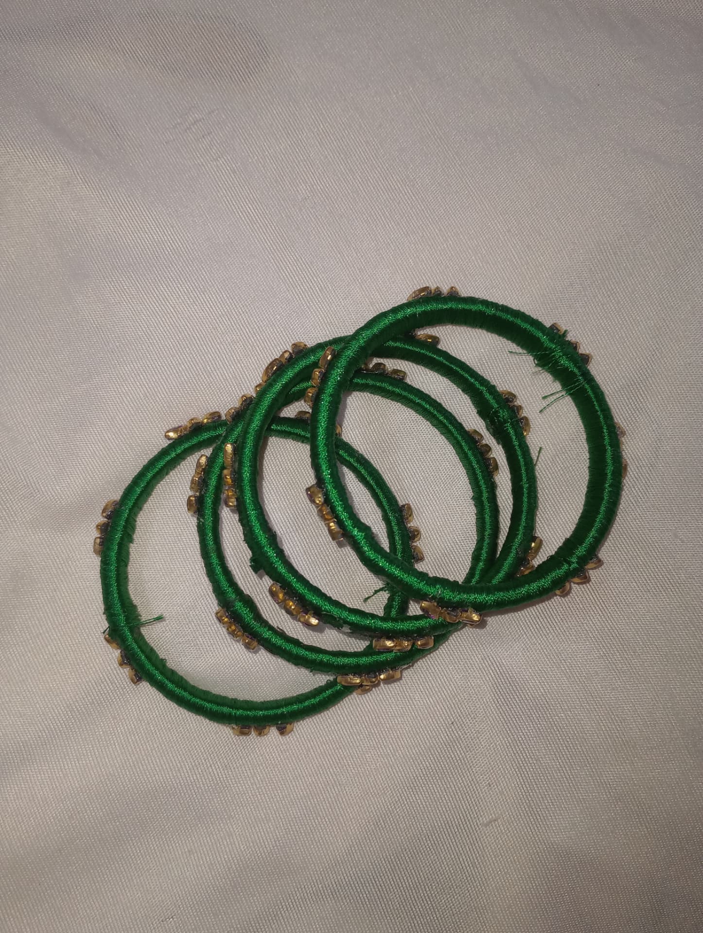 Emerald Classic Four-Piece — handmade silk thread bangles